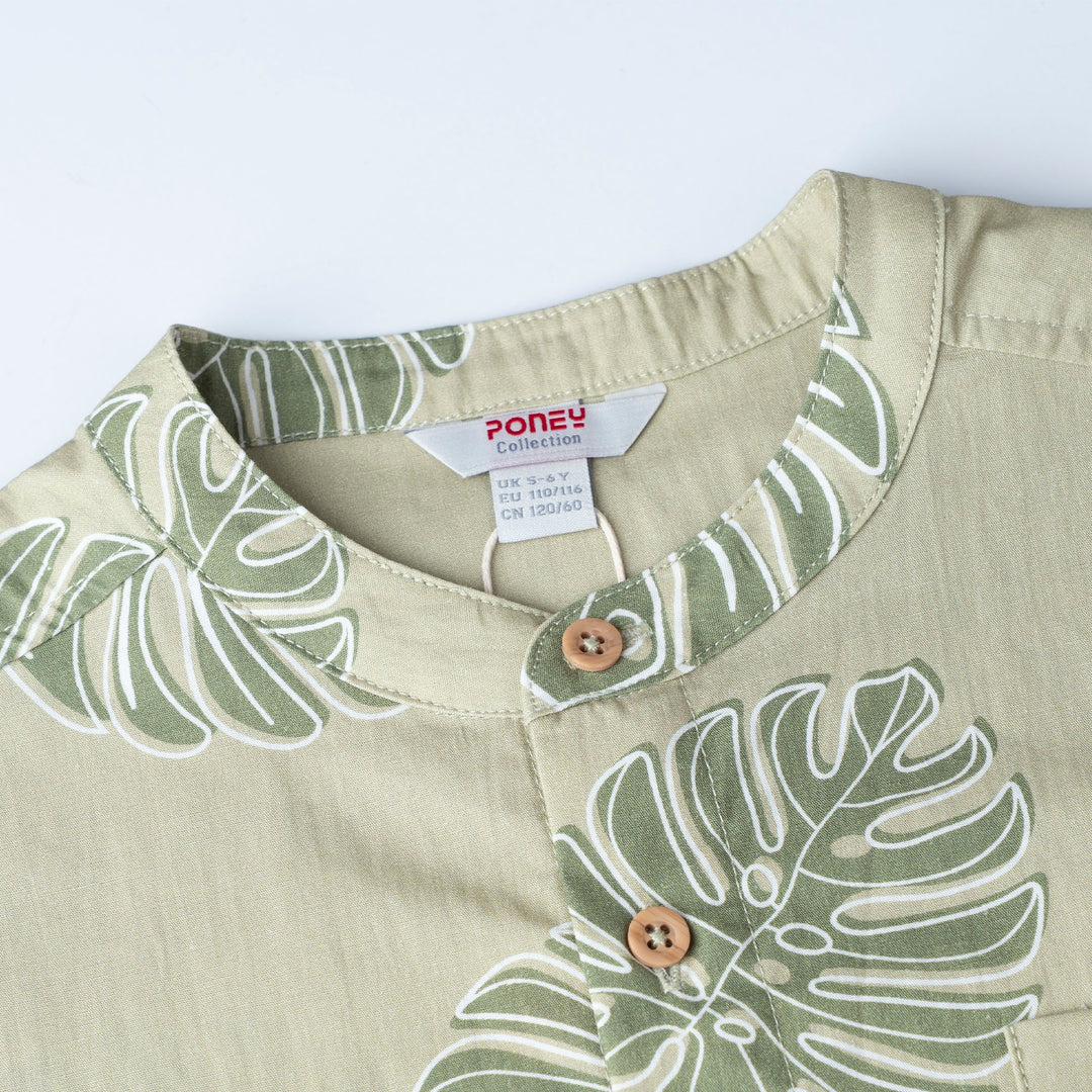 Monstera Leaf Loose Fit Short Sleeve Shirt