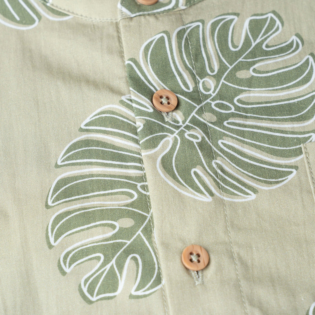 Monstera Leaf Loose Fit Short Sleeve Shirt