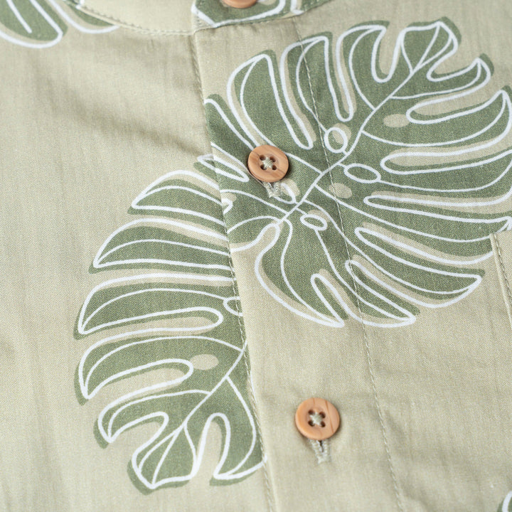 Monstera Leaf Loose Fit Short Sleeve Shirt