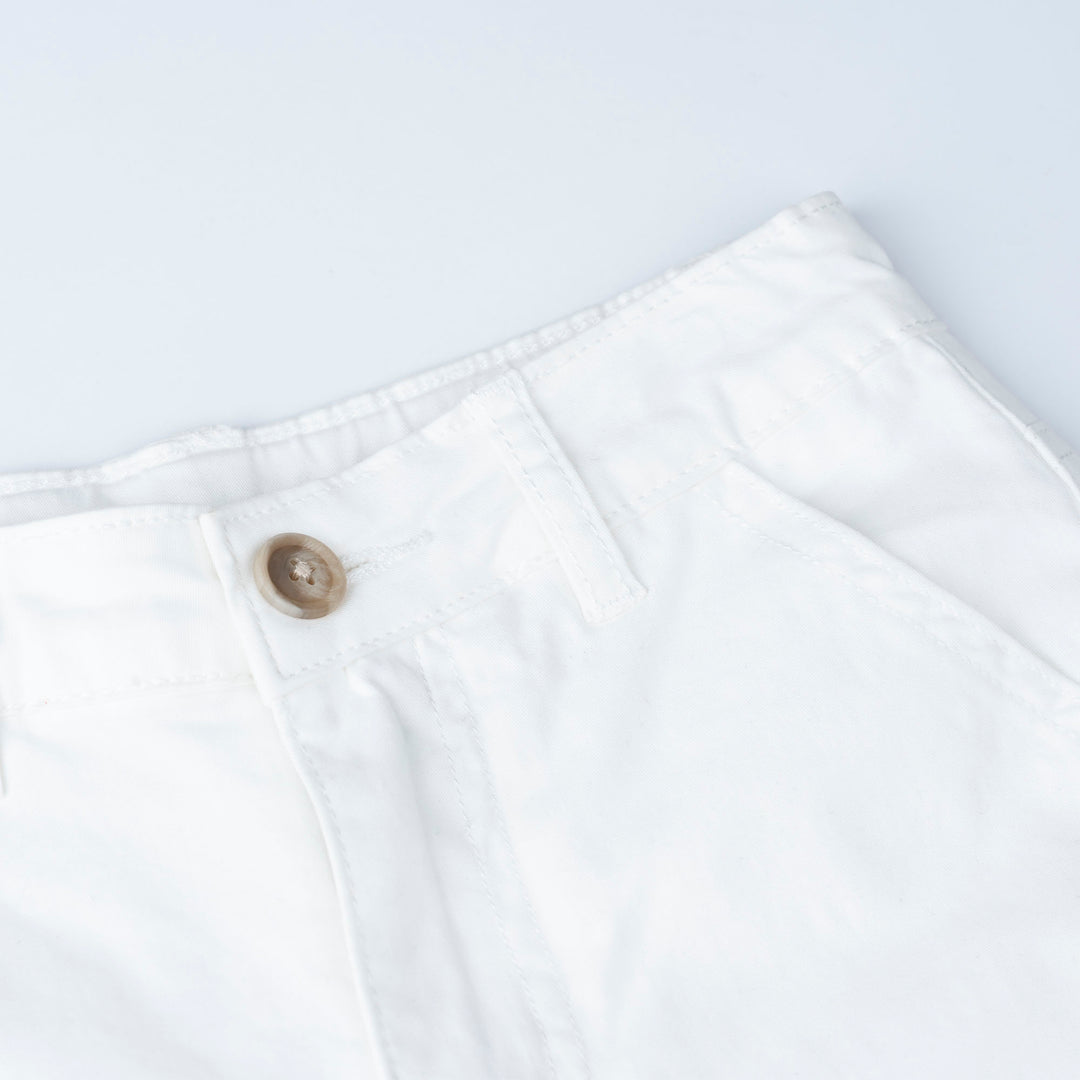 White Wide Leg Bermuda Shorts