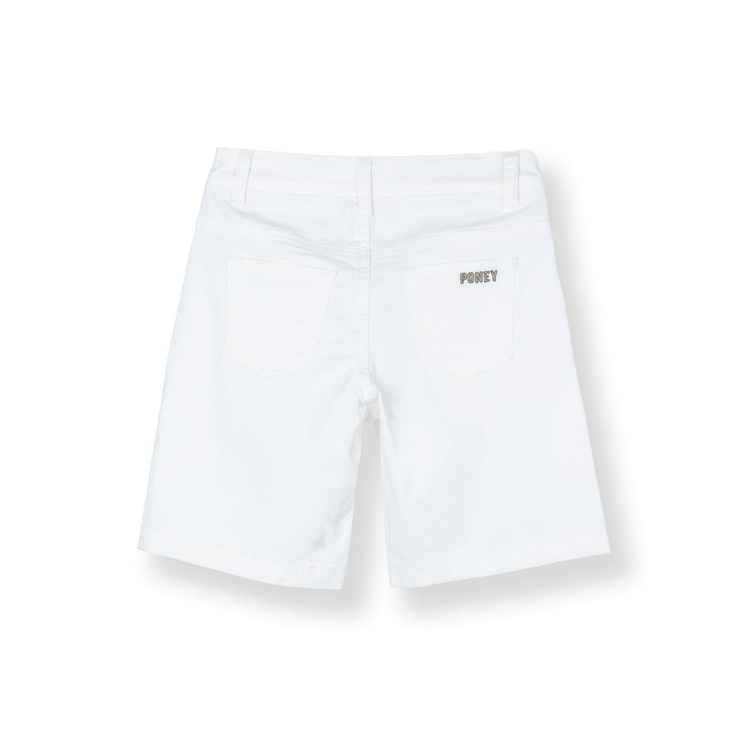 White Wide Leg Bermuda Shorts