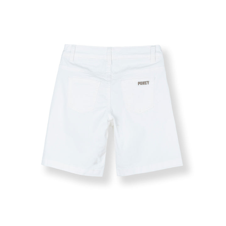 White Wide Leg Bermuda Shorts