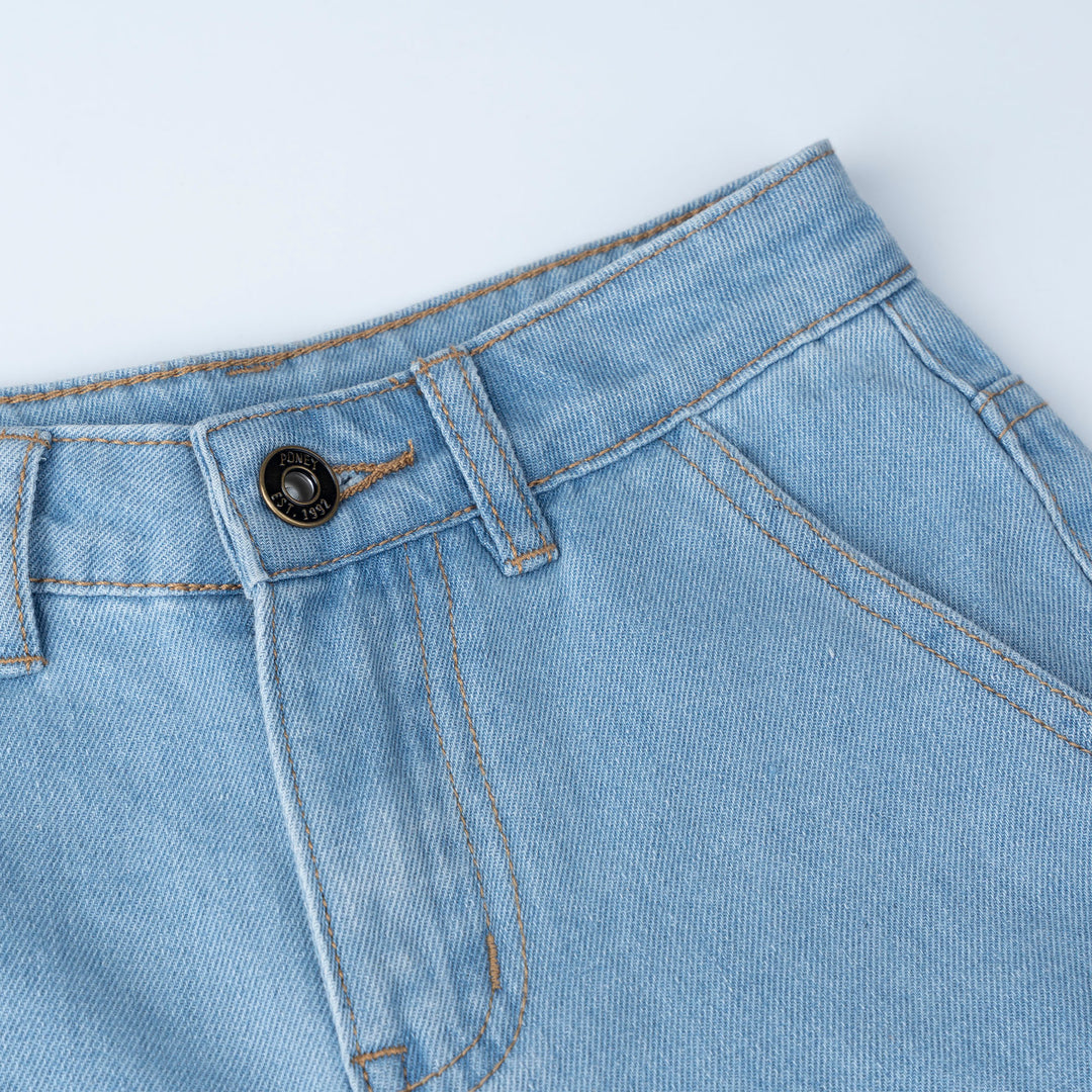 Denim Wide Leg Bermuda Shorts