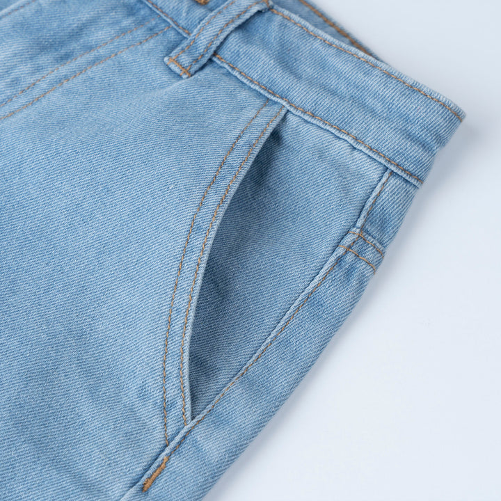 Denim Wide Leg Bermuda Shorts