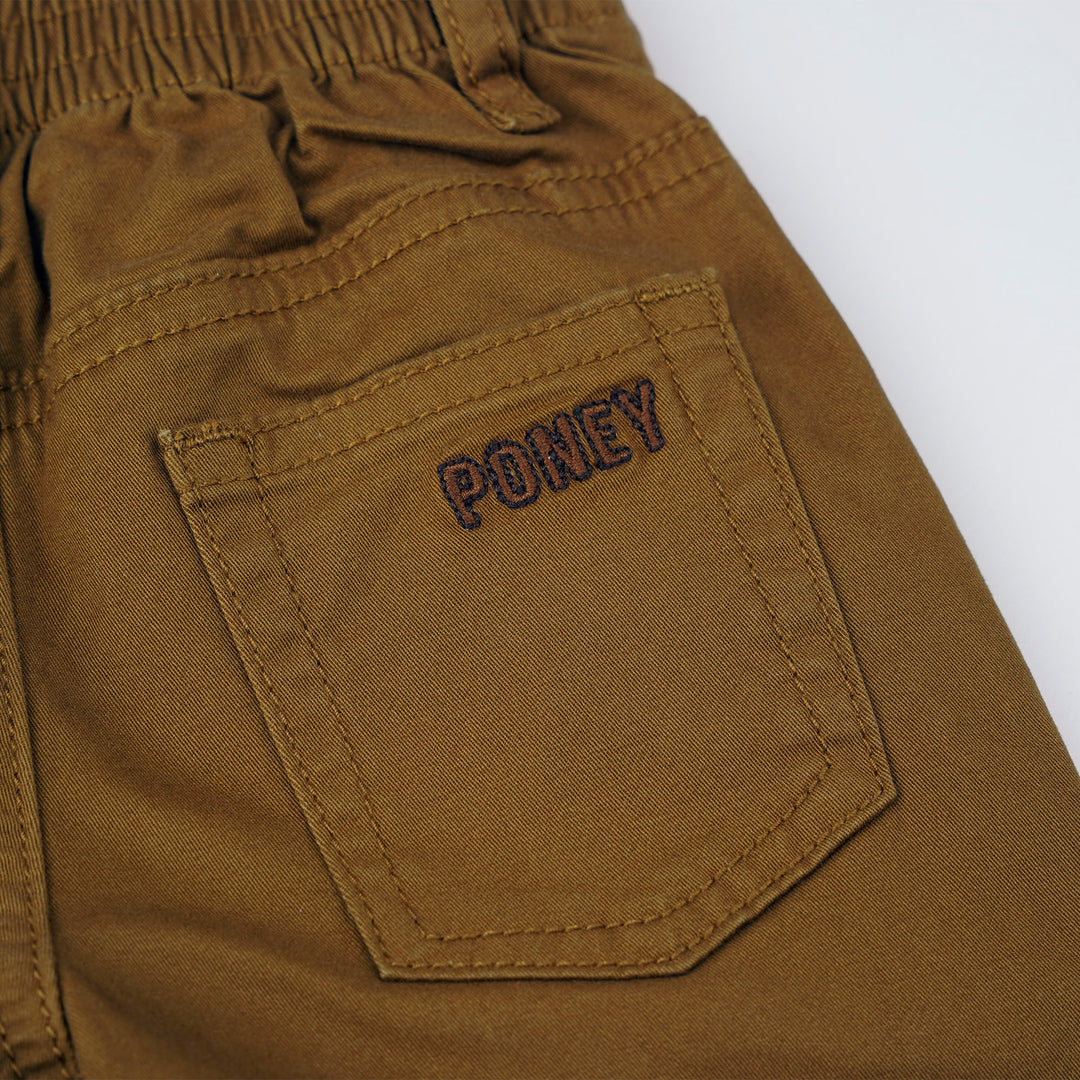 Poney Baby Boy Brown Zip-Up Long Pants