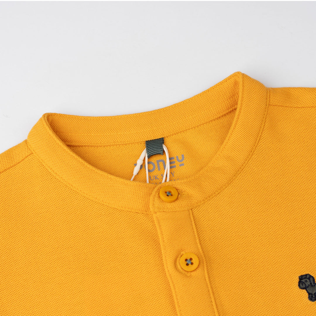 Boys Mustard Trail Henley Short Sleeve Polo