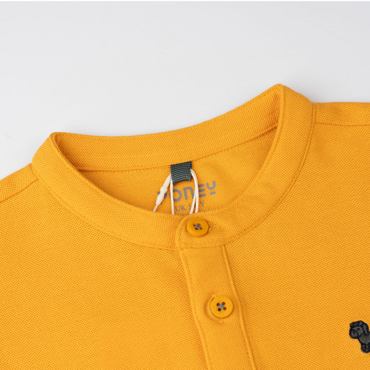 Boys Mustard Trail Henley Short Sleeve Polo