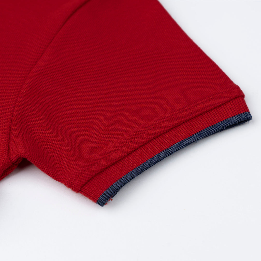 Red Pioneer Henley Short Sleeve Polo