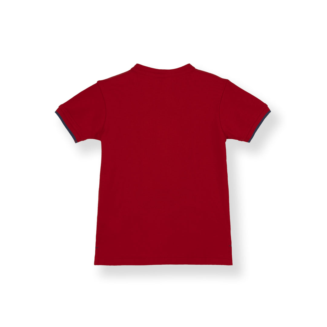 Red Pioneer Henley Short Sleeve Polo