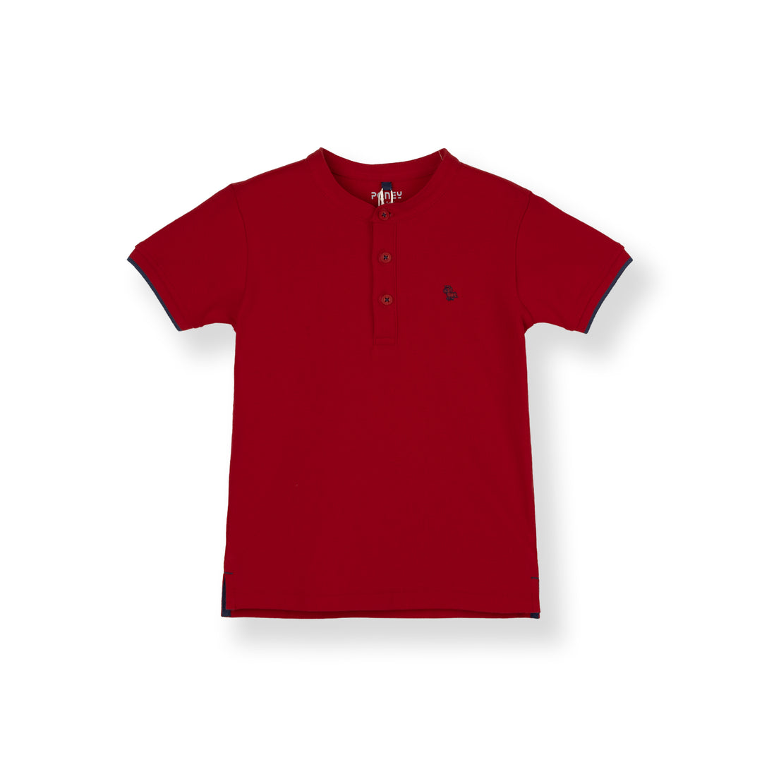 Red Pioneer Henley Short Sleeve Polo