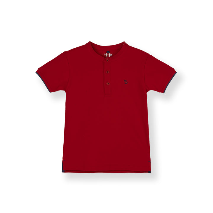 Red Pioneer Henley Short Sleeve Polo