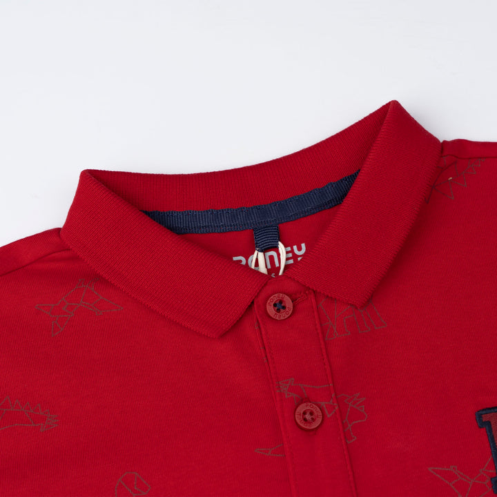 Dino Trek Red Short Sleeve Polo