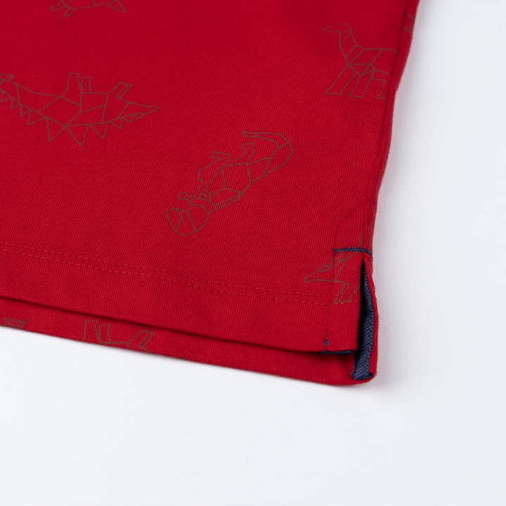 Dino Trek Red Short Sleeve Polo