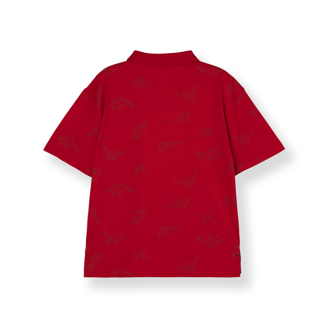 Dino Trek Red Short Sleeve Polo