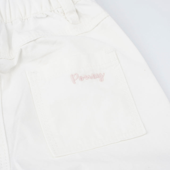 Poney White Zip-Up Long Pants