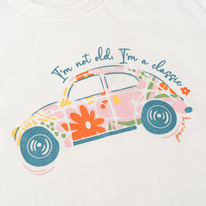 Poney Girls White Groovy Wheels Short Sleeve Tee