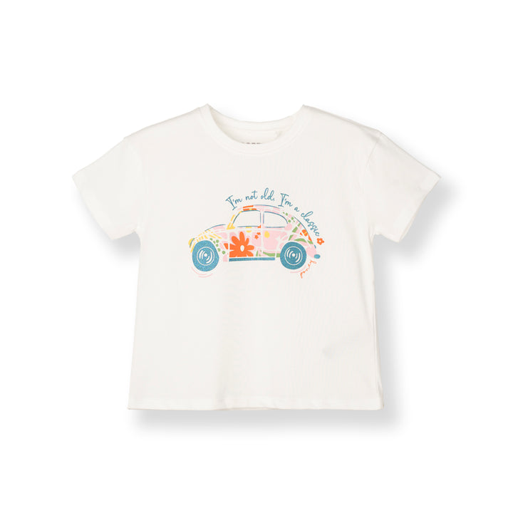 Poney Girls White Groovy Wheels Short Sleeve Tee