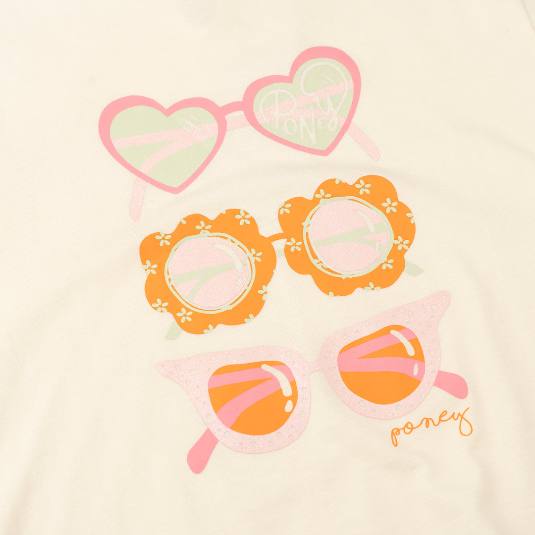 Poney Girls Beige Sunny Shades Short Sleeve Tee