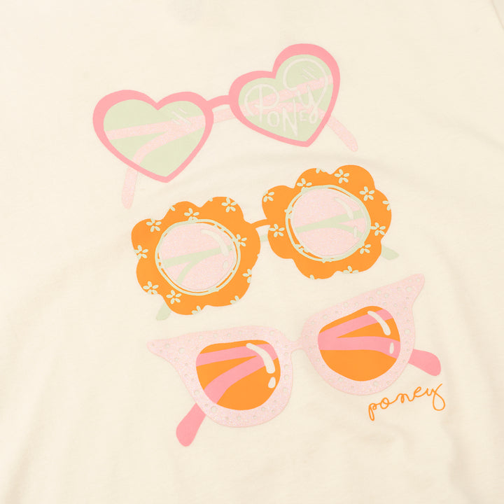 Poney Girls Beige Sunny Shades Short Sleeve Tee