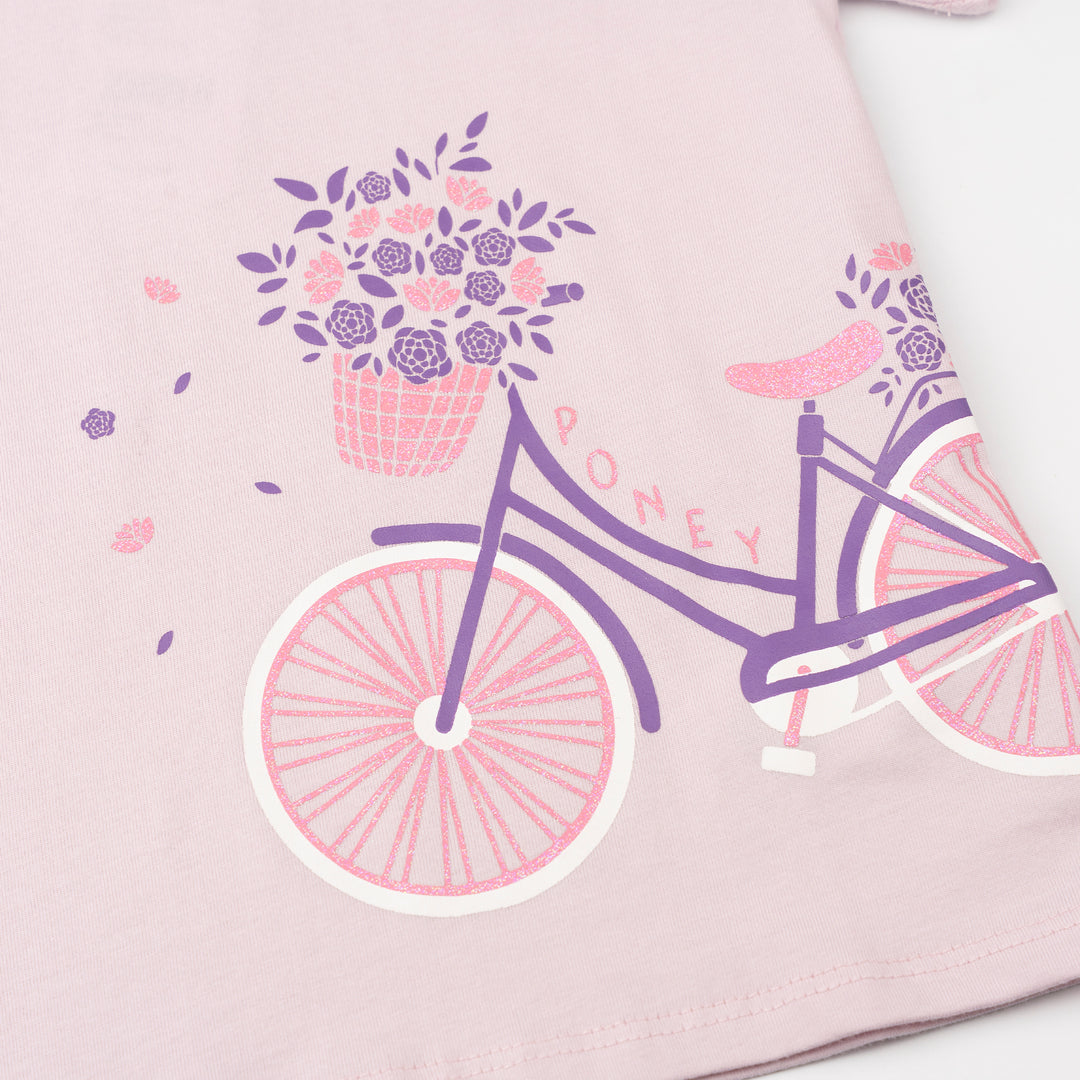 Poney Girls Lilac Lovely Cycle Short Sleeve Tee