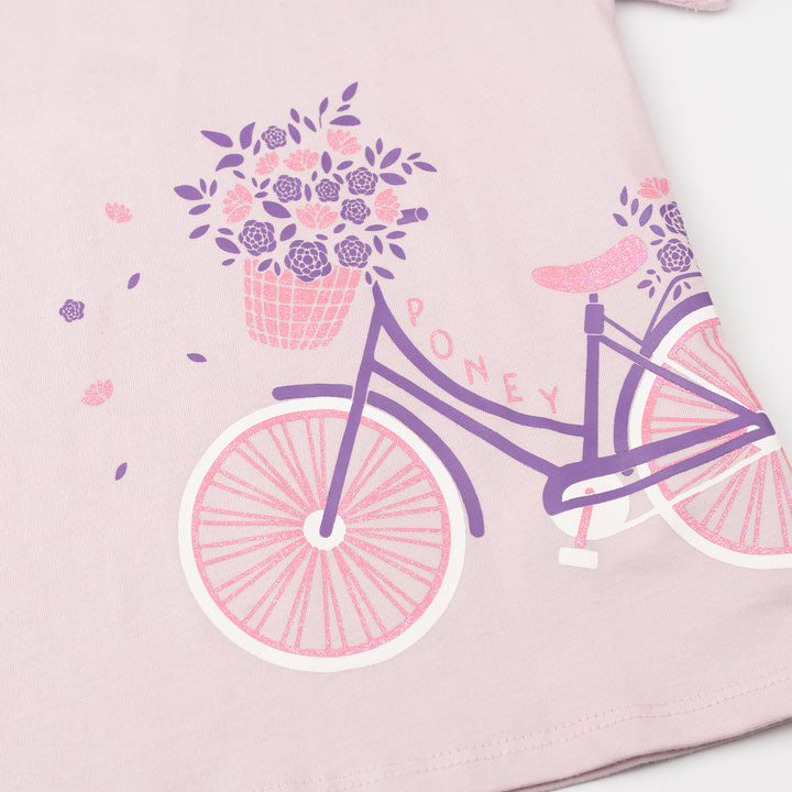 Poney Girls Lilac Lovely Cycle Short Sleeve Tee