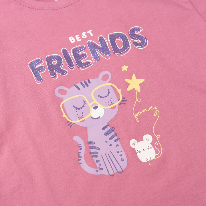 Poney Girls Purple Bestie Buddies Short Sleeve Tee