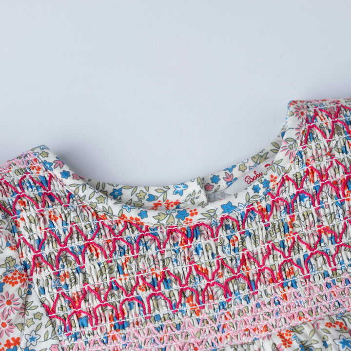 Smocked Floral Cotton Dress