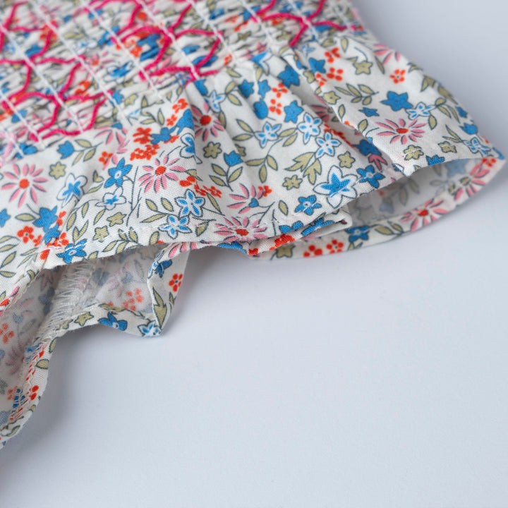 Smocked Floral Cotton Dress