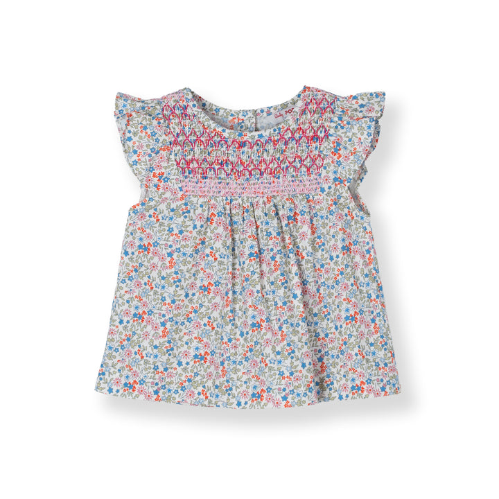 Smocked Floral Cotton Dress