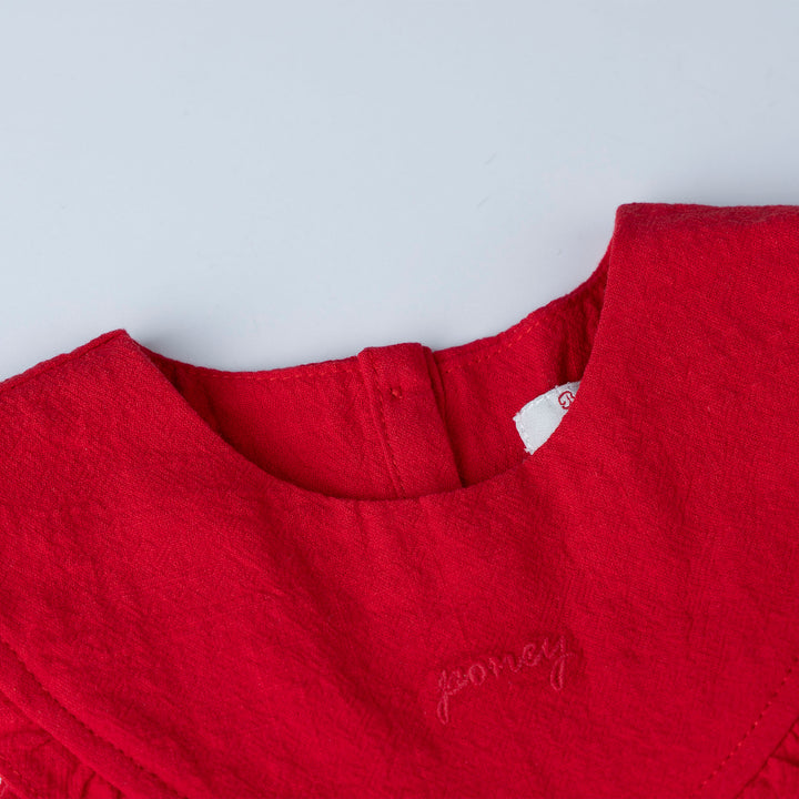 Ruffled Textured Cotton Blouse