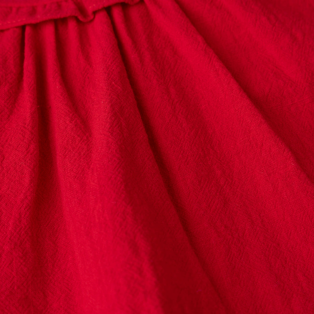 Ruffled Textured Cotton Blouse