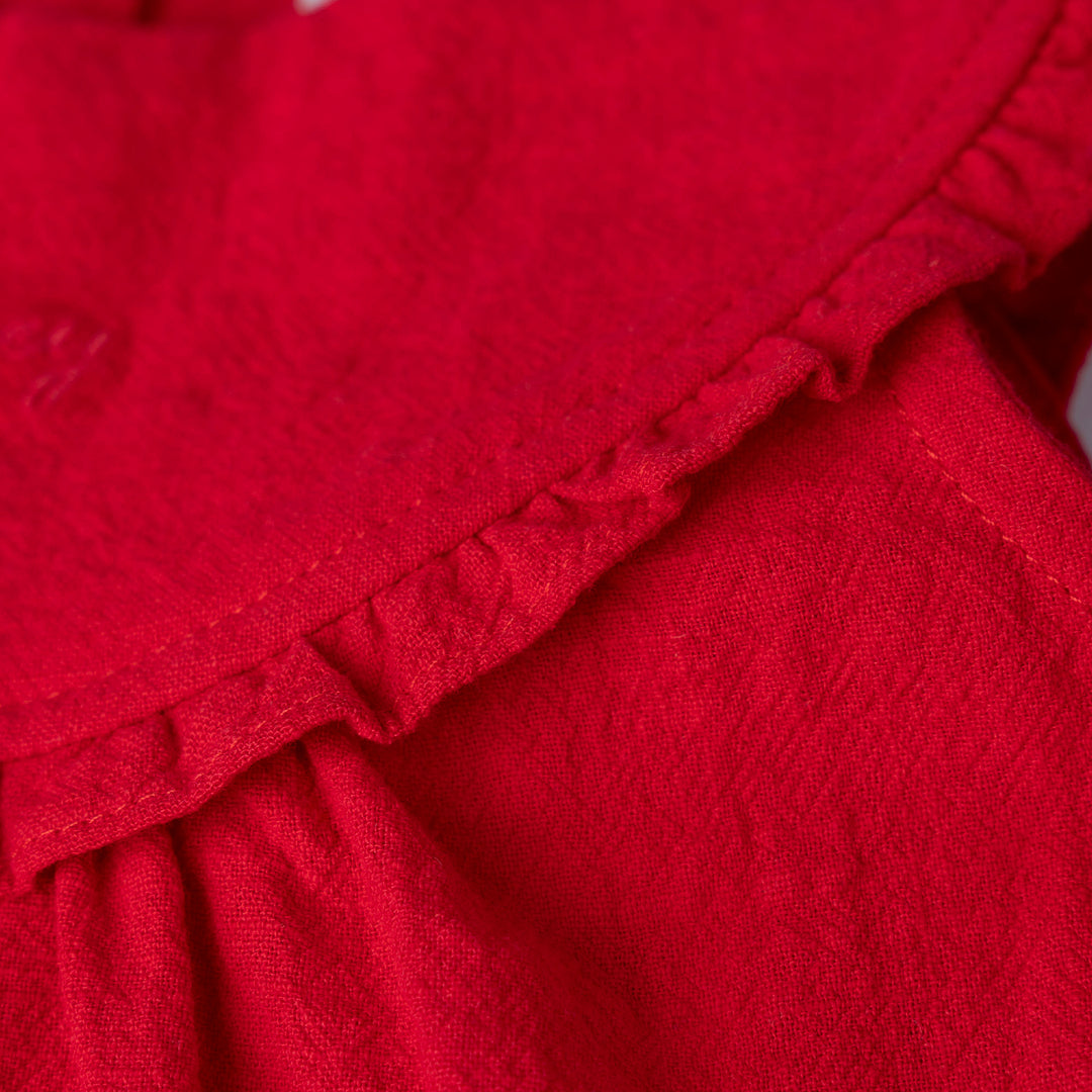 Ruffled Textured Cotton Blouse