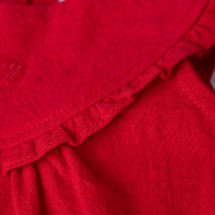 Ruffled Textured Cotton Blouse