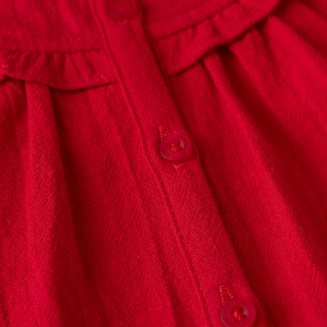 Ruffled Textured Cotton Blouse