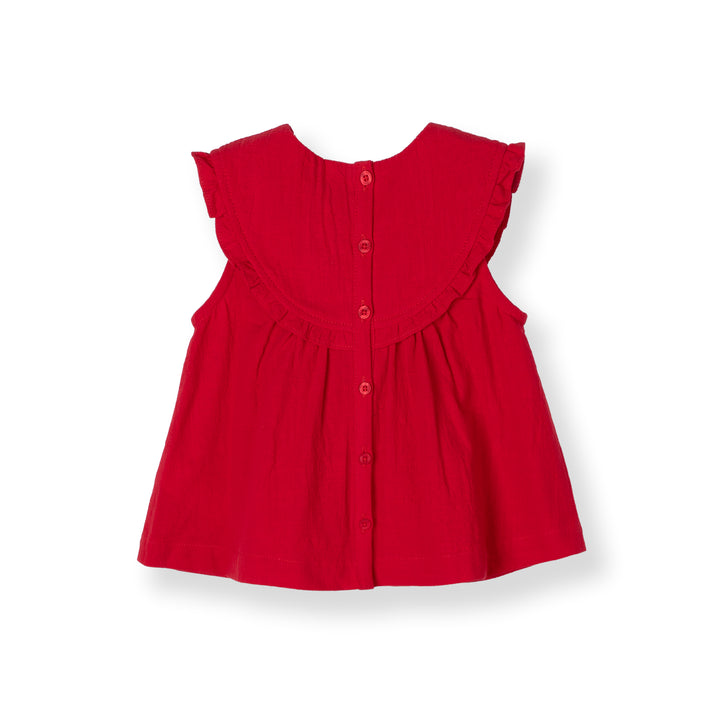 Ruffled Textured Cotton Blouse