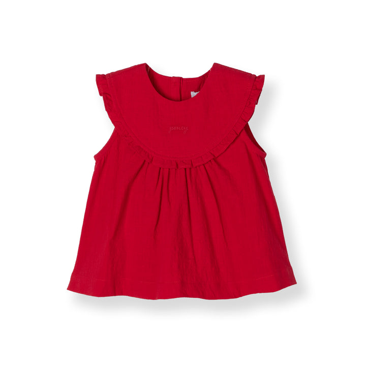 Ruffled Textured Cotton Blouse