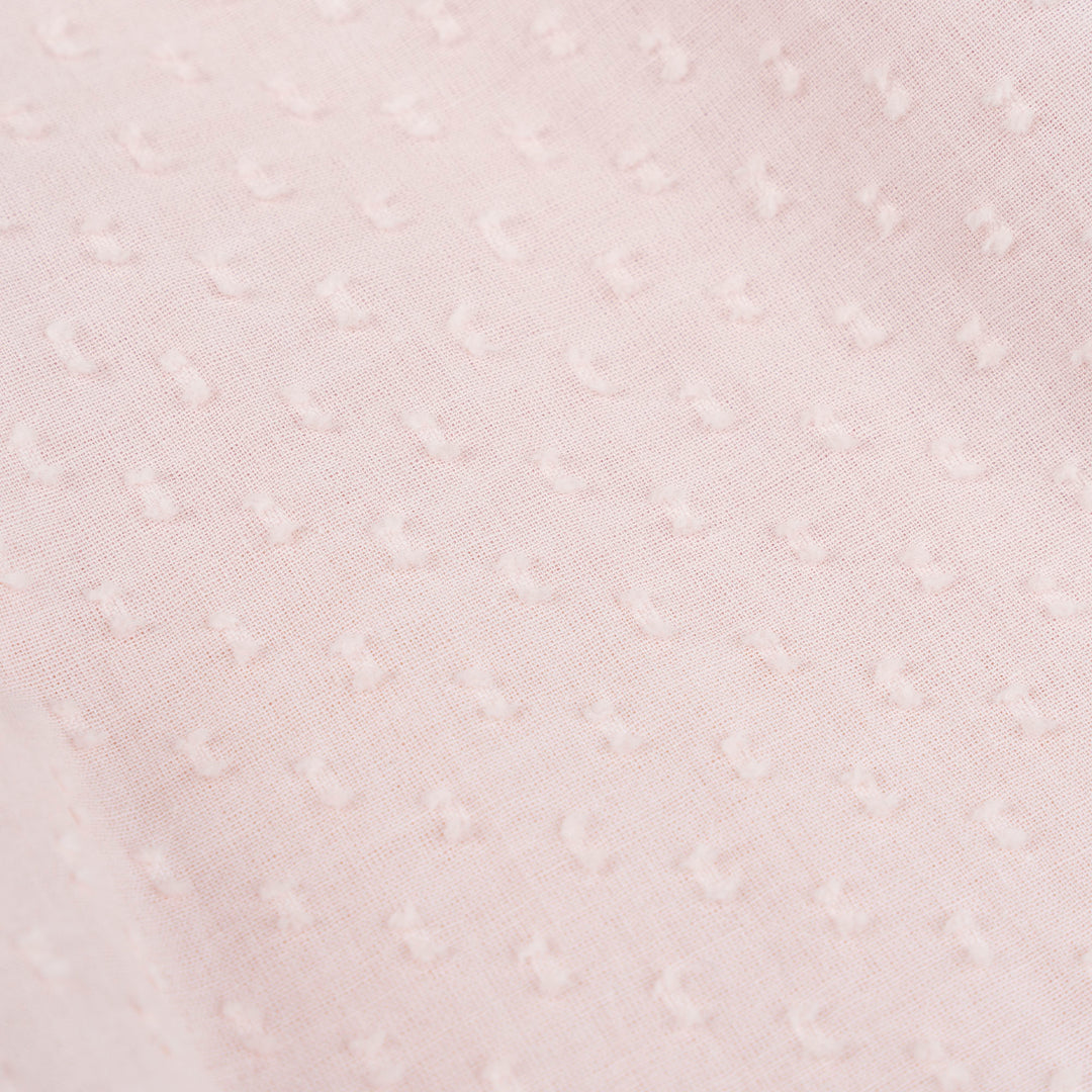 Pink Shorts Sleeves Swiss Dots Texture Blouse