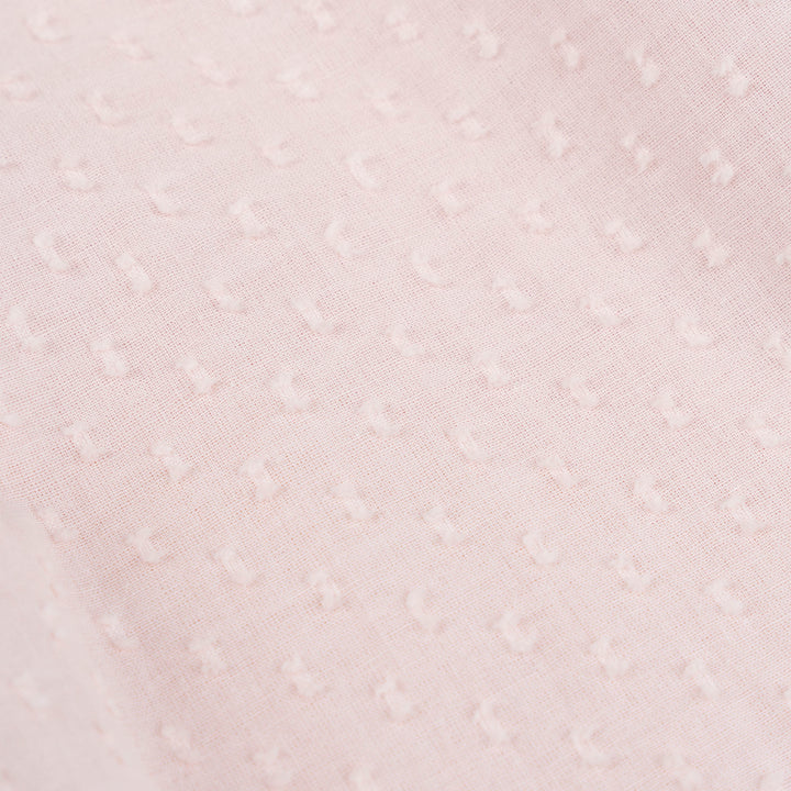 Pink Shorts Sleeves Swiss Dots Texture Blouse