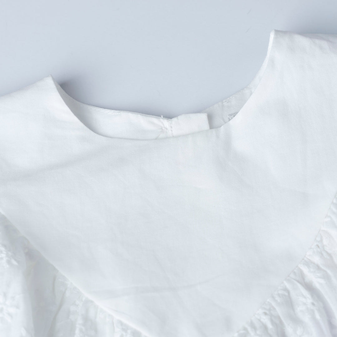 White Long Sleeves Embroidered Cottton Blouse