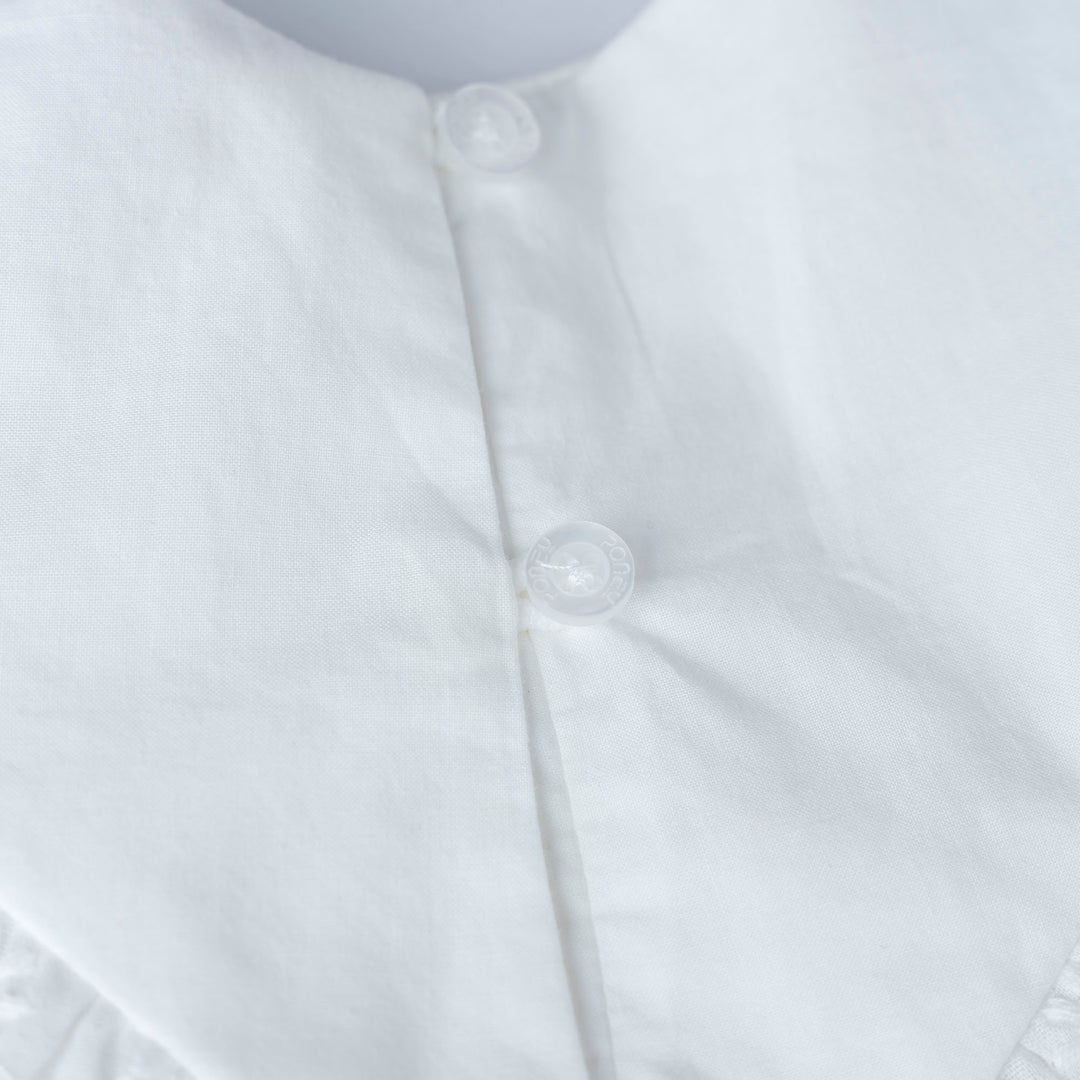 White Long Sleeves Embroidered Cottton Blouse