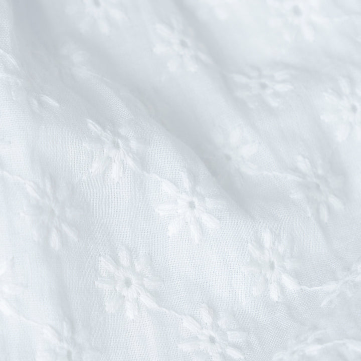 White Long Sleeves Embroidered Cottton Blouse