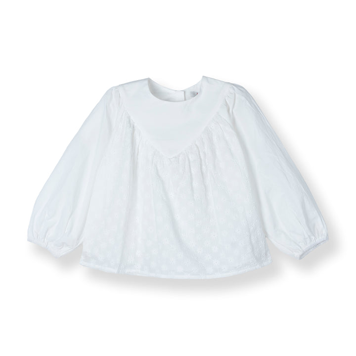 White Long Sleeves Embroidered Cottton Blouse