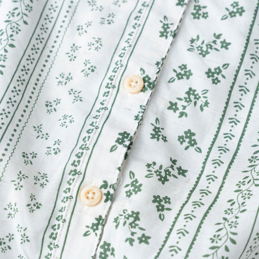 Green Long Sleeves Printed Cotton Blouse