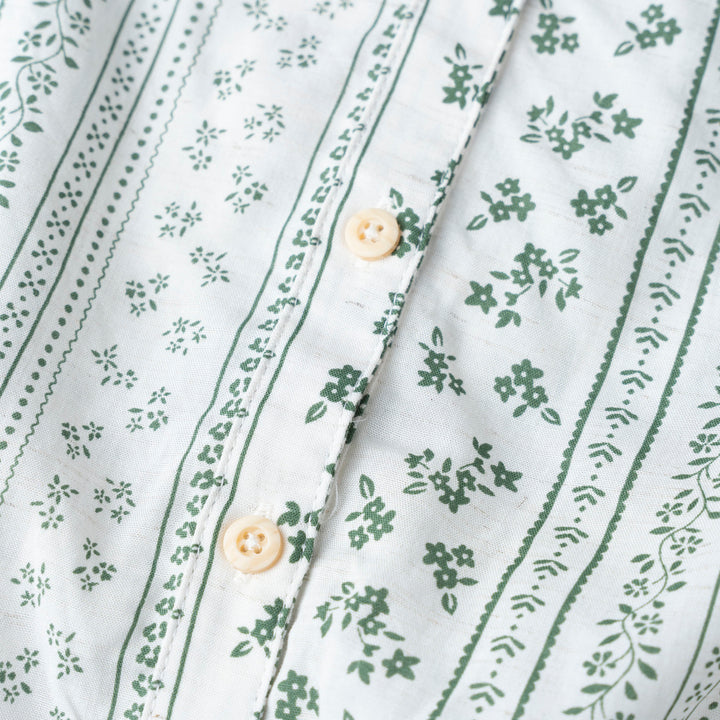 Green Long Sleeves Printed Cotton Blouse