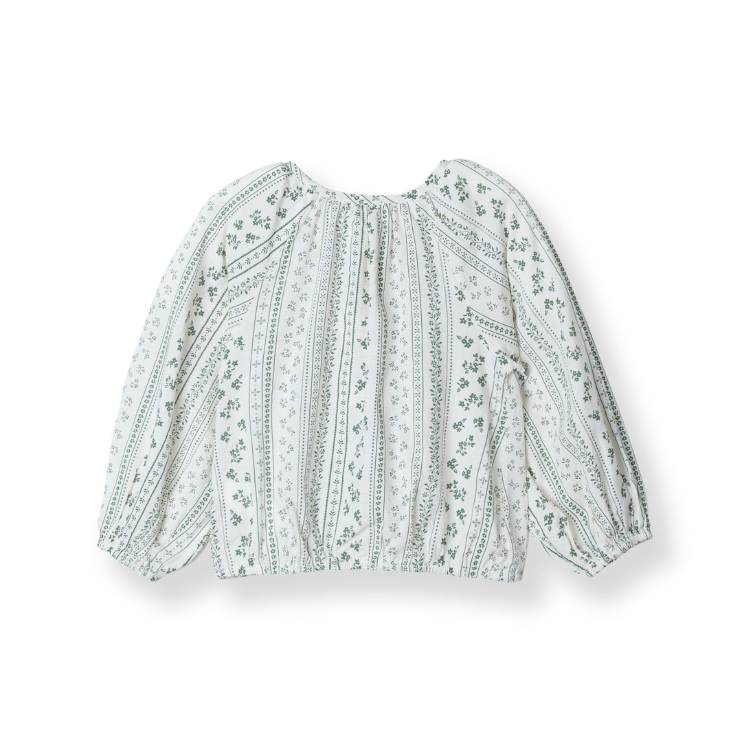 Green Long Sleeves Printed Cotton Blouse