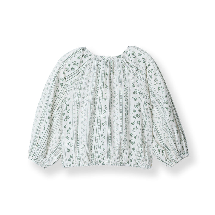 Green Long Sleeves Printed Cotton Blouse