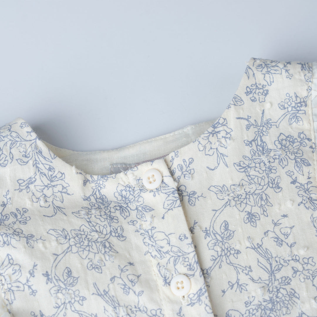 Floral Printed Cotton Blouse with Ruffle Trim