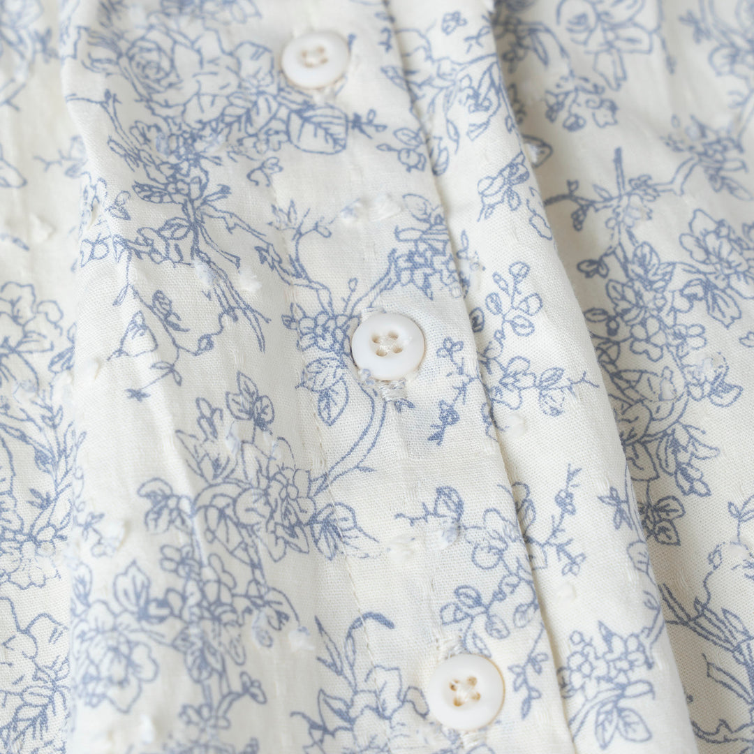 Floral Printed Cotton Blouse with Ruffle Trim