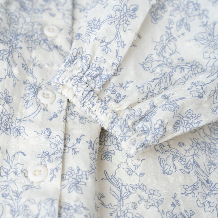 Floral Printed Cotton Blouse with Ruffle Trim