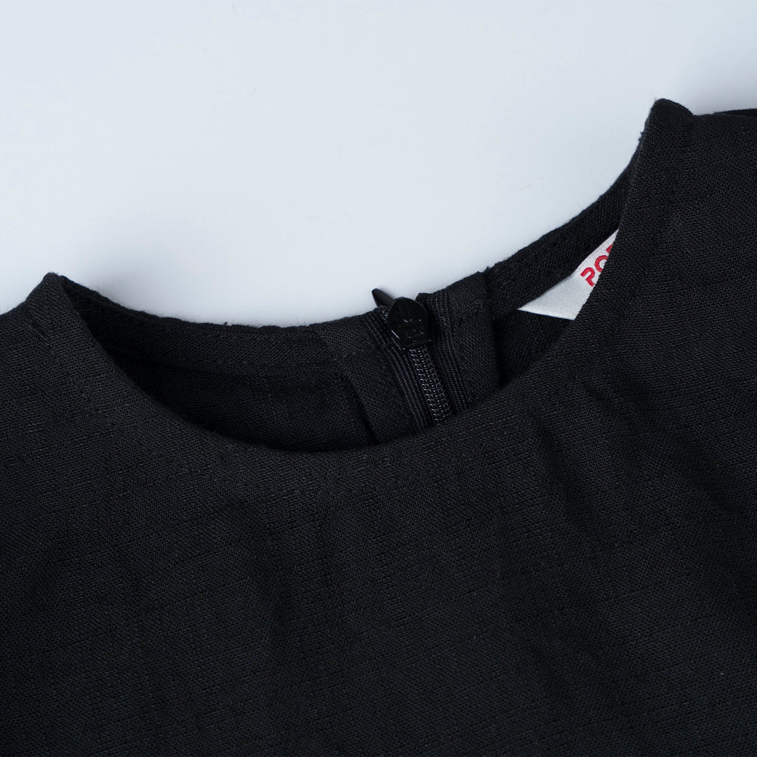 Black Noir Broderie 3/4 Sleeve Dress